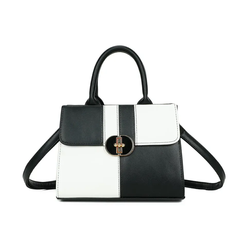 Gallantry Cléa Noir/Blanc sac à main bicolore fermoir doré