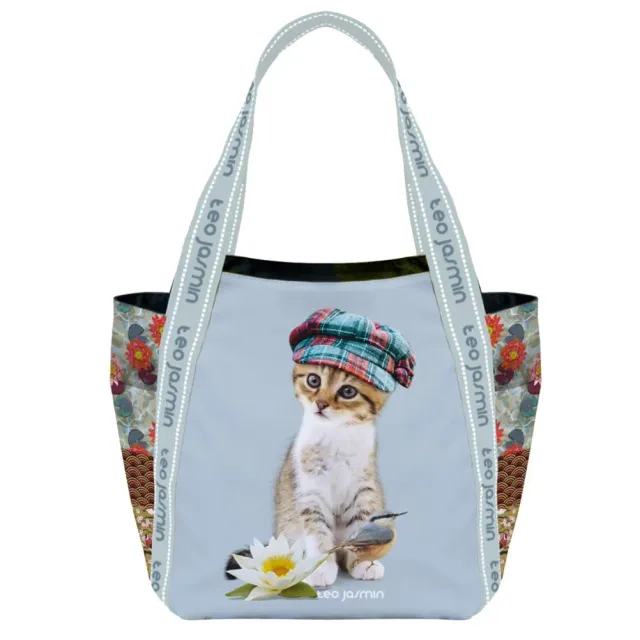 Téo Jasmin Yoko grand cabas gris toile