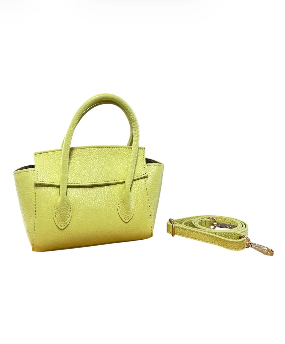 Hexagone Cuir Candy sac cuir jaune sorbet pastel