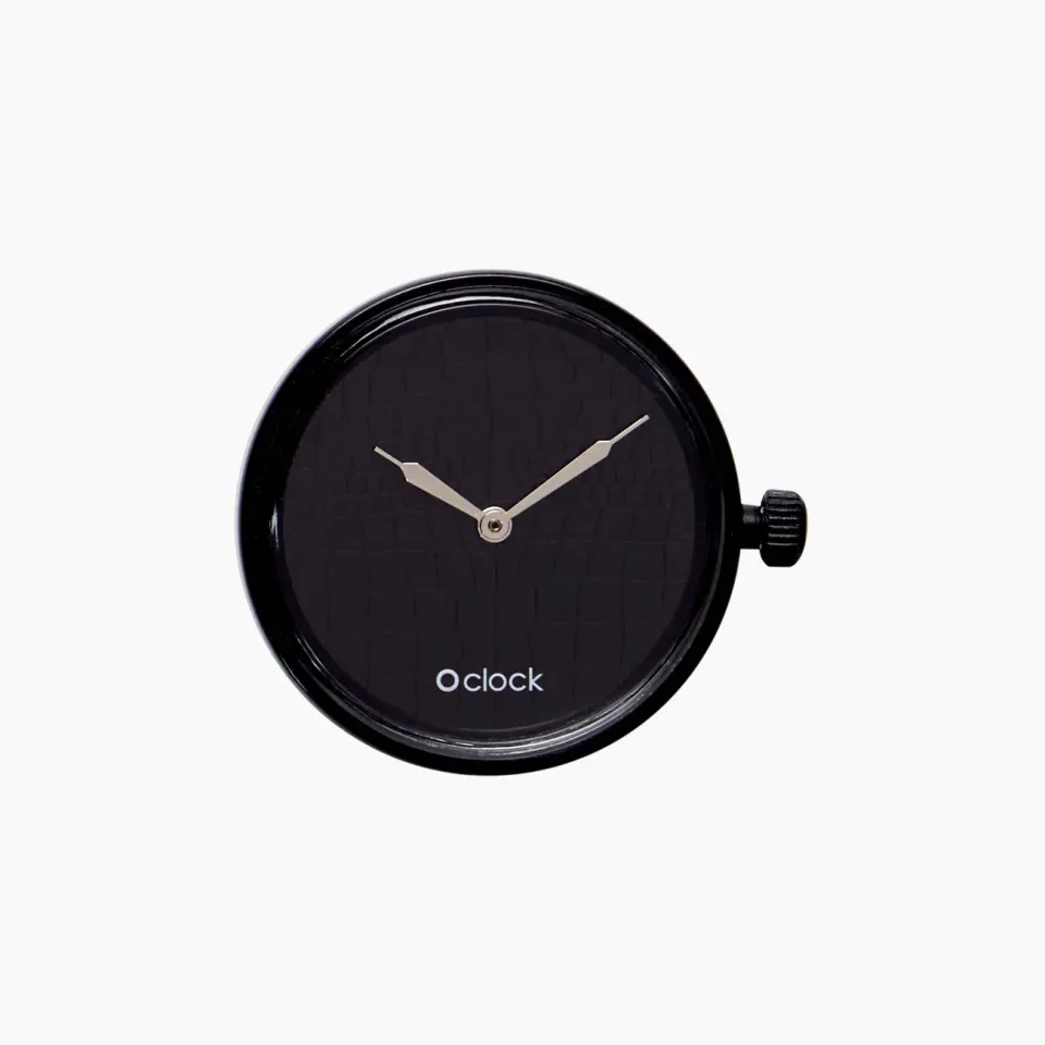 O clock cadran montre laser croco noir