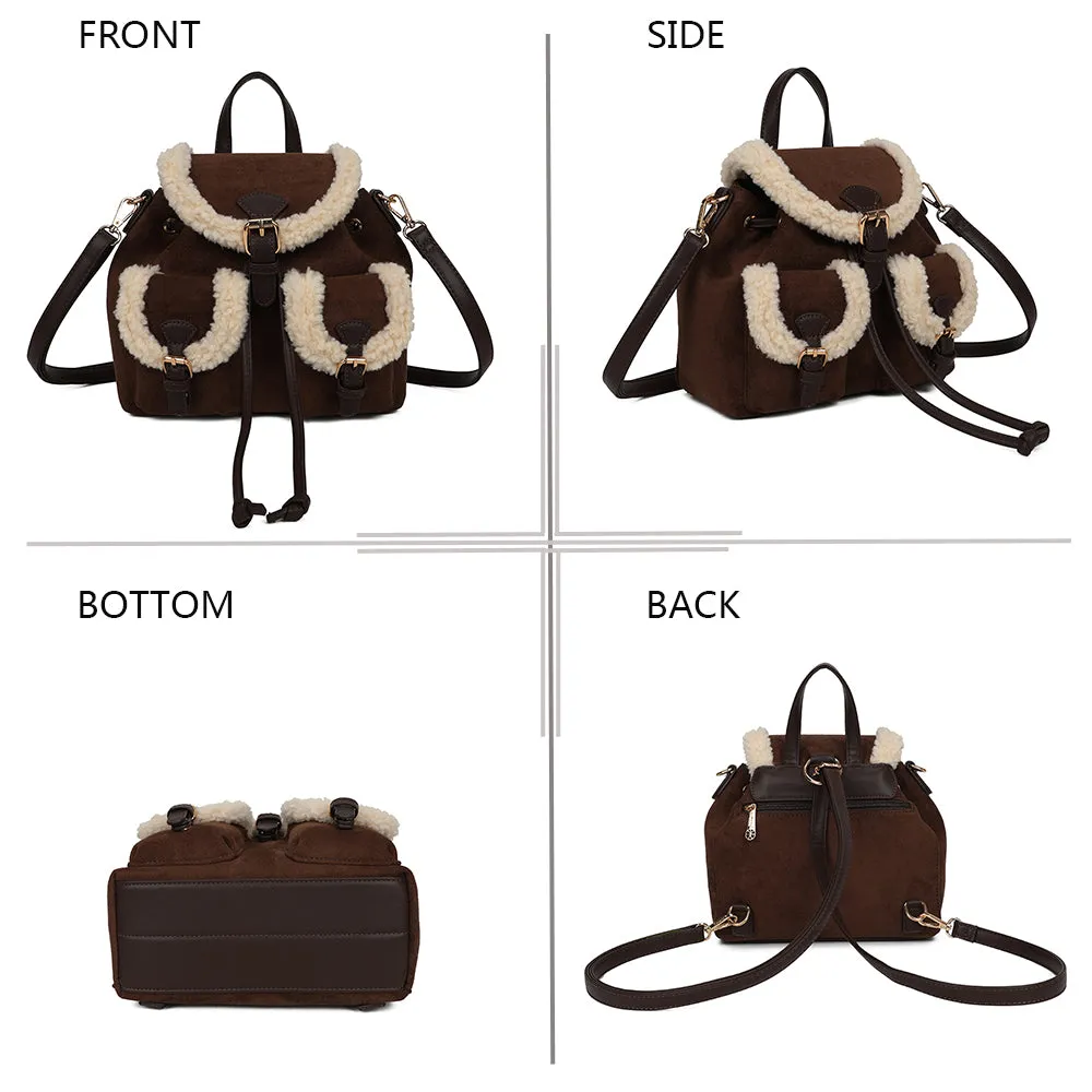 Gallantry Paris Le Sherpa sac à main coffee effet mouton