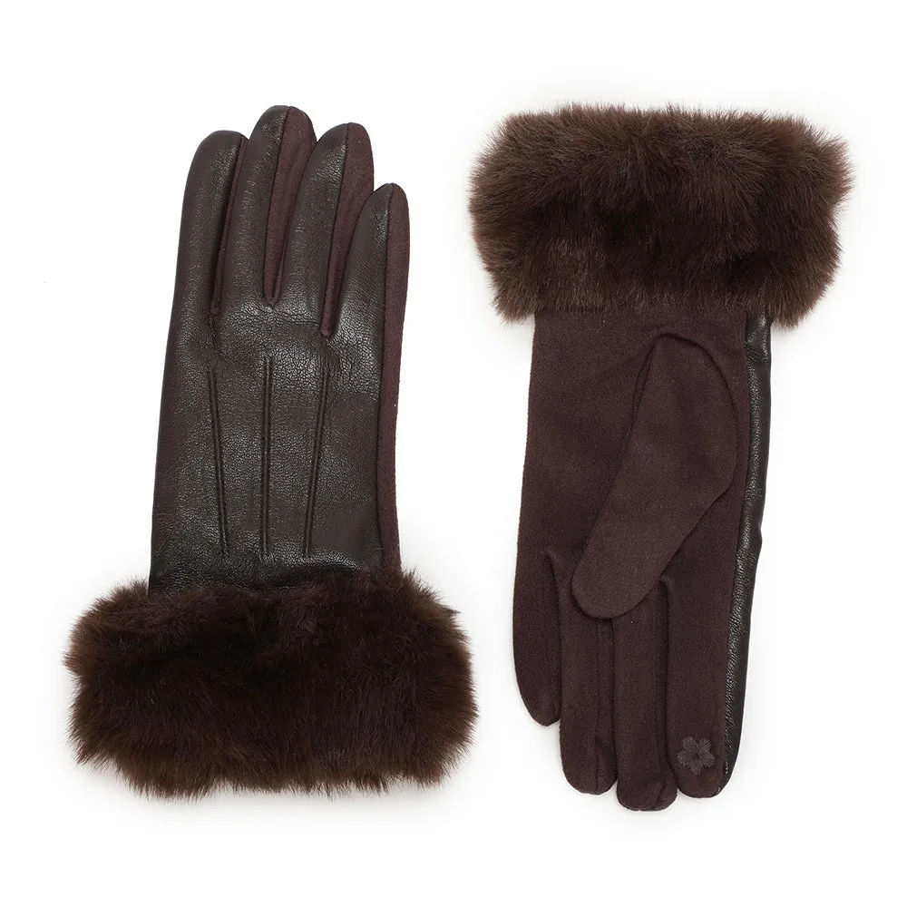Gallantry Fleur d'Hiver gants tactiles noir fourrure