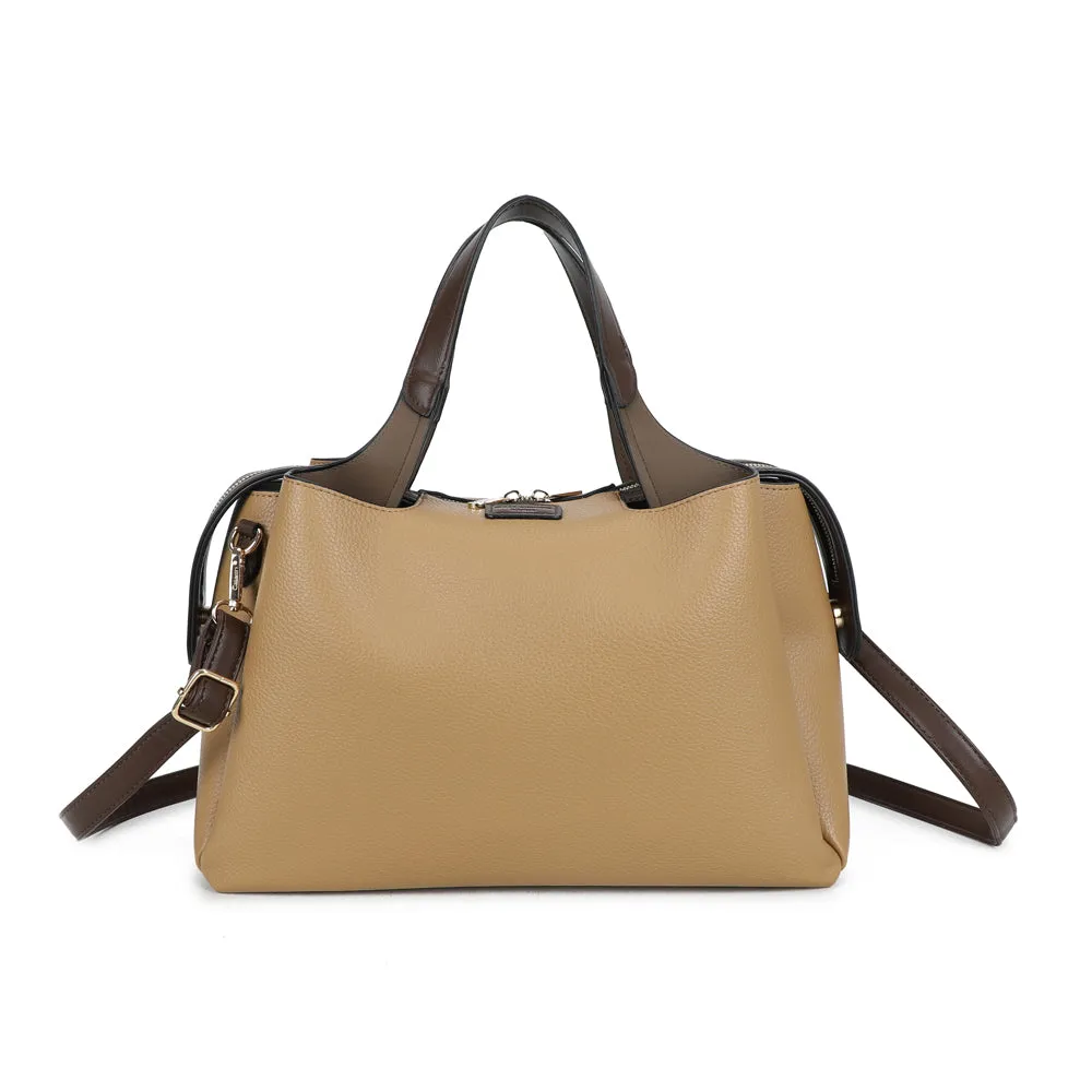 Gallantry Madison Chic sac à main Noir bicolore cuir grainé