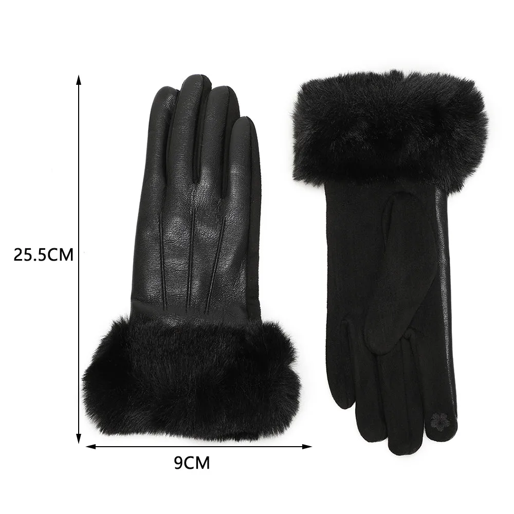 Gallantry Fleur d'Hiver gants tactiles noir fourrure