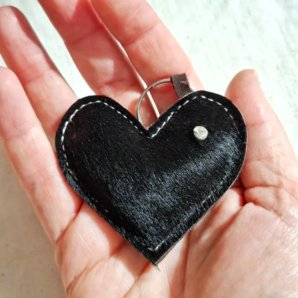 Atelier Anne R Mi Amor porte-clés cuir cœur rose