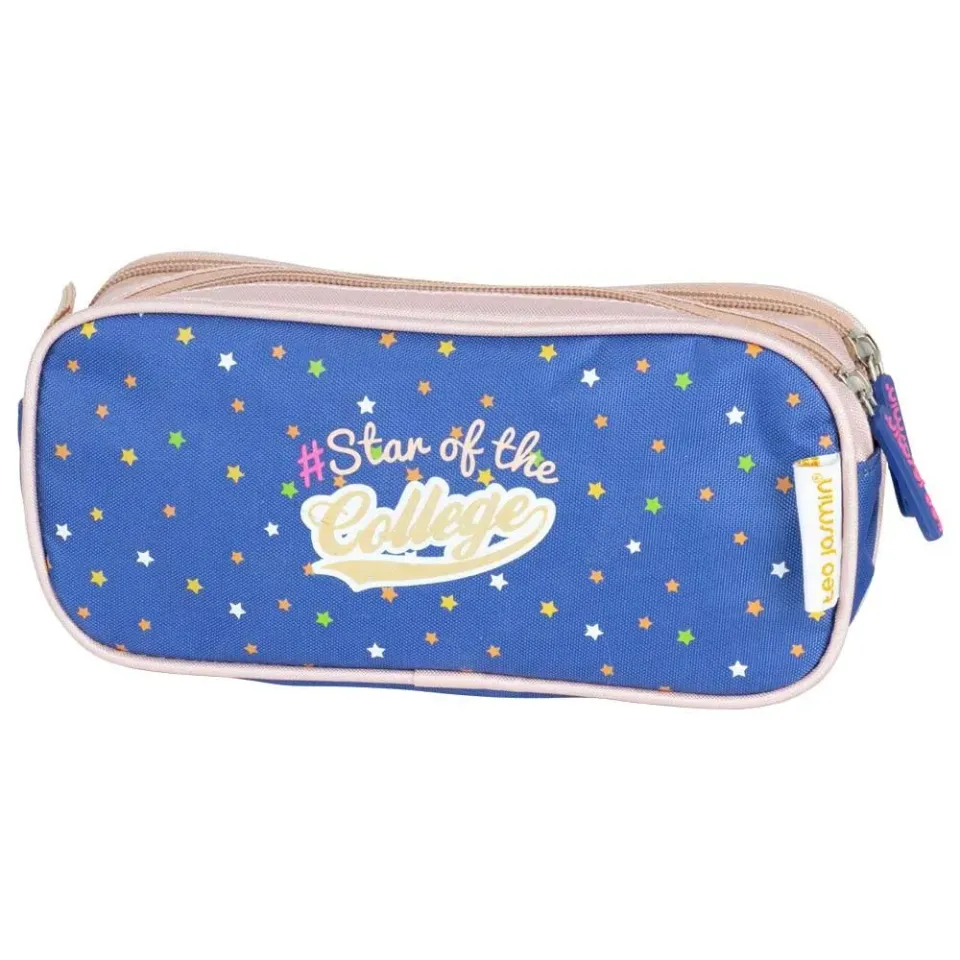 Téo Jasmin trousse rectangulaire 22 cm bleu 2 compartiments