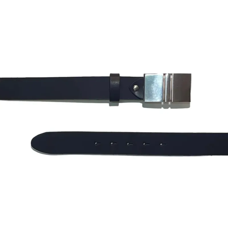 Hexagone Cuir Miroir ceinture homme noire large effet miroir