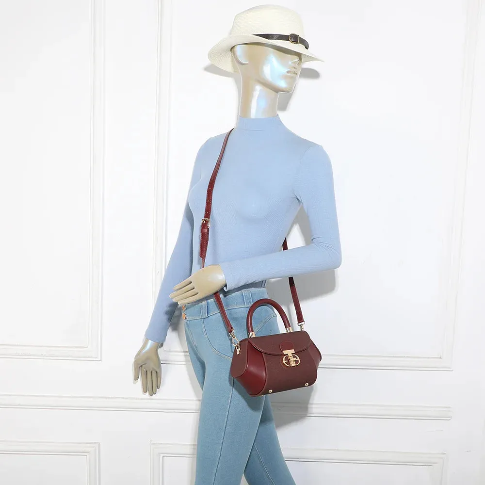 Gallantry Paris Léa mini sac à main bordeaux fermoir doré