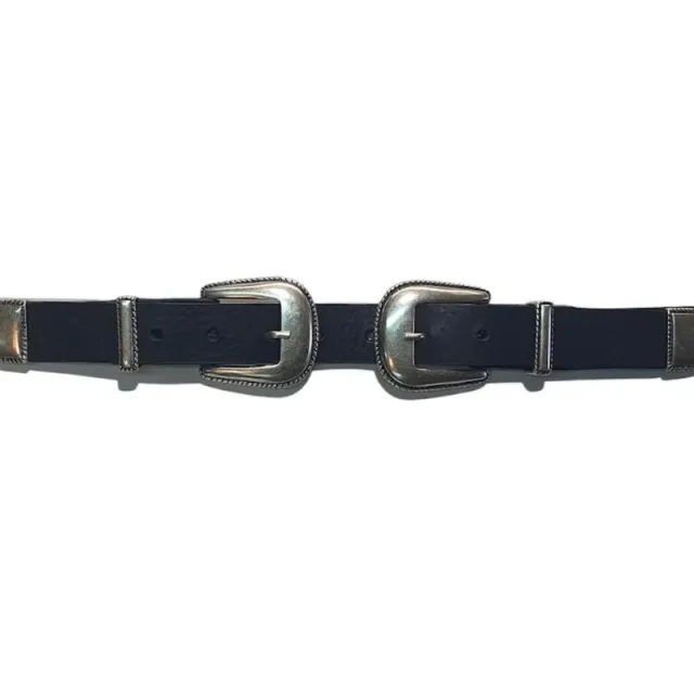 Hexagone Cuir Madonna ceinture cuir noir 85 cm