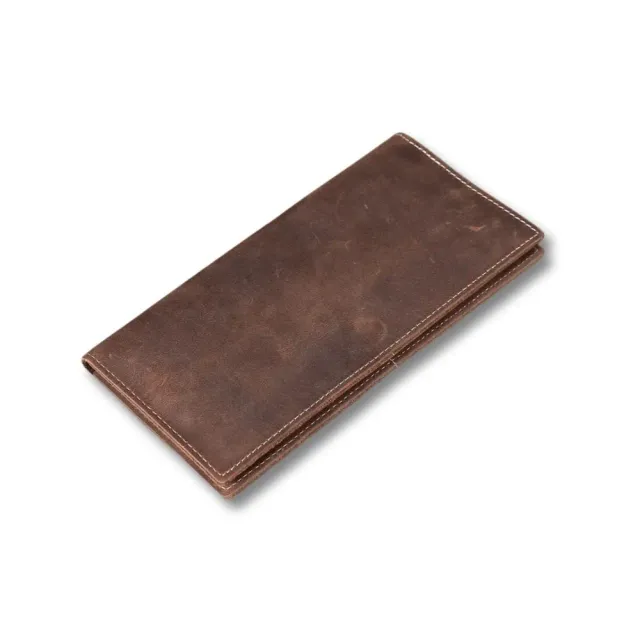 Maison Sacoches Minimal portefeuille long marron cuir véritable