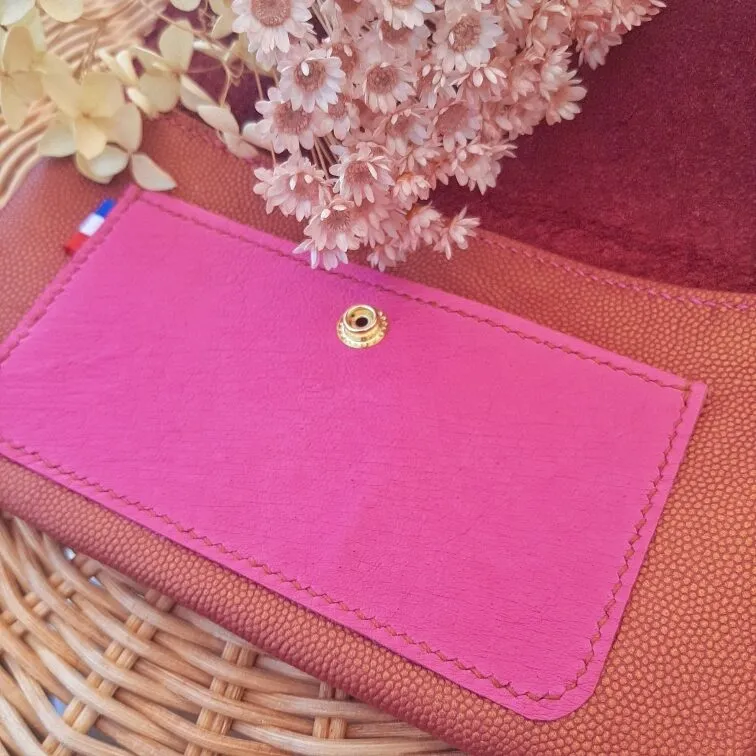 Atelier Anne R pochette cuir multicolore camel bordeaux rose