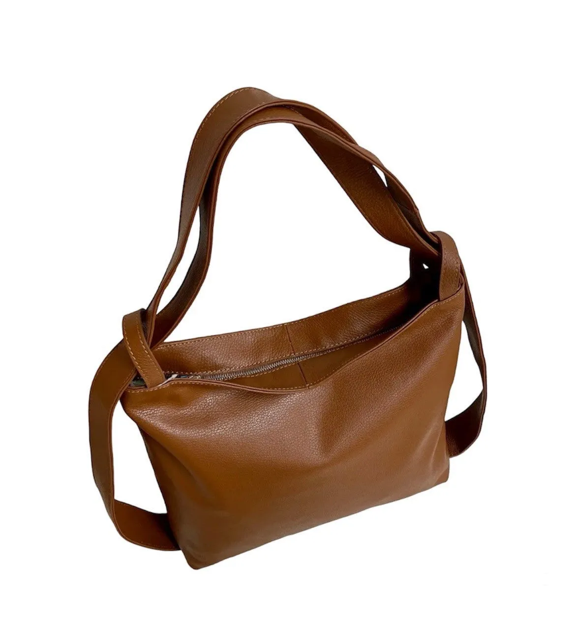 Hexagone Cuir Sad Astucieux sac dos femme cognac cuir grainé