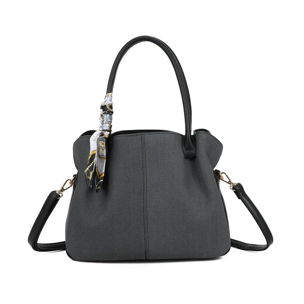 Gallantry Paris Mademoiselle Canvas Sac main toile chevron