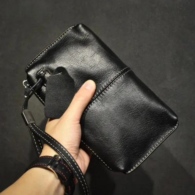 Mon Sacoche Pochette Longue en Cuir Homme Noir