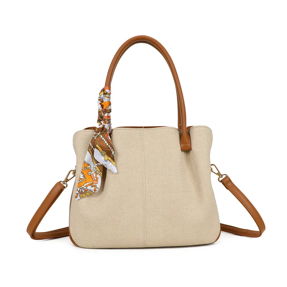 Gallantry Paris Mademoiselle Canvas Sac main toile chevron