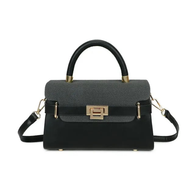 Gallantry Paris Lysia sac à main rabat noir compact doré