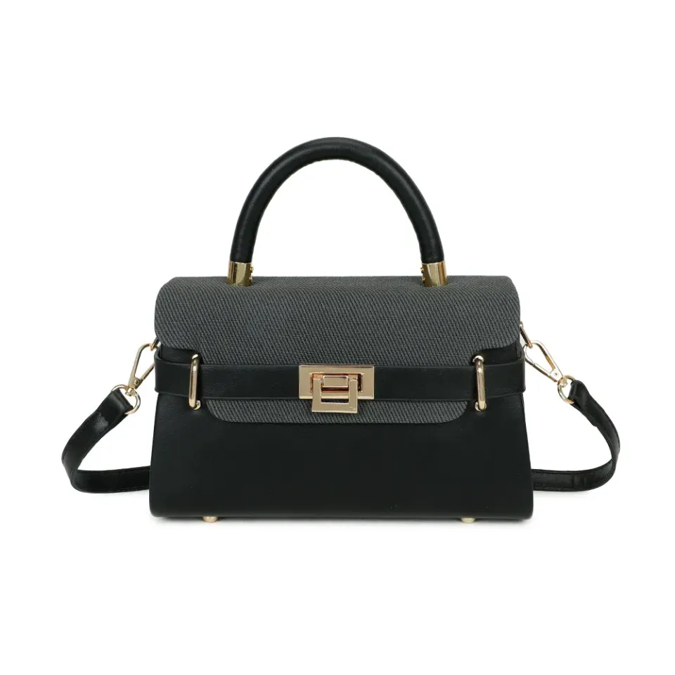 Gallantry Paris Lysia sac à main rabat noir compact doré