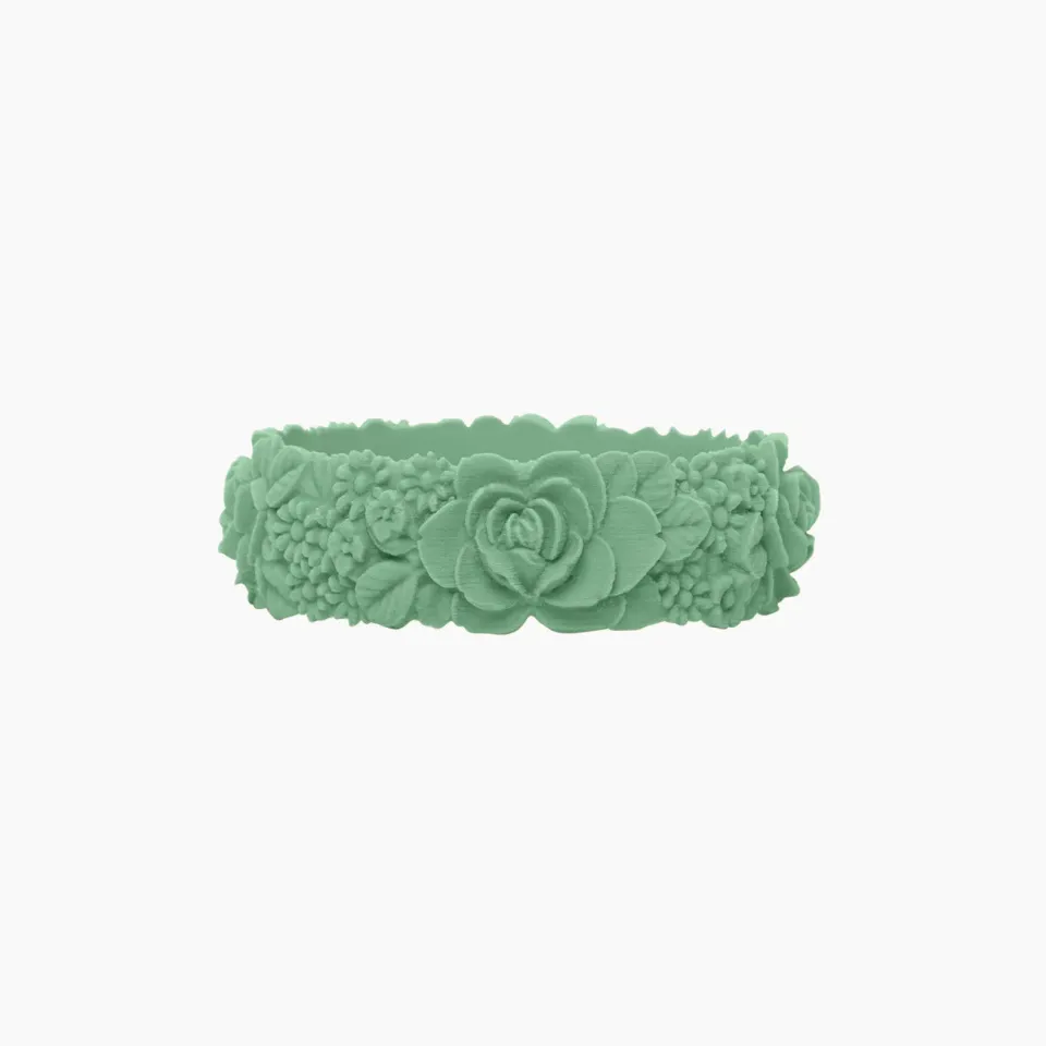 O bag Flower Big bracelet silicone sauge taille S relief