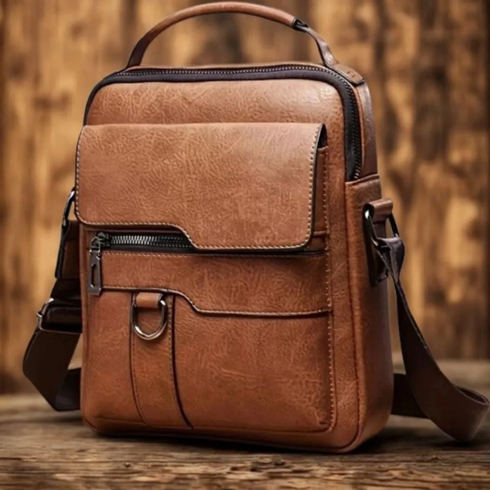 Maison Sacoches Norvik petite sacoche cuir marron zippée