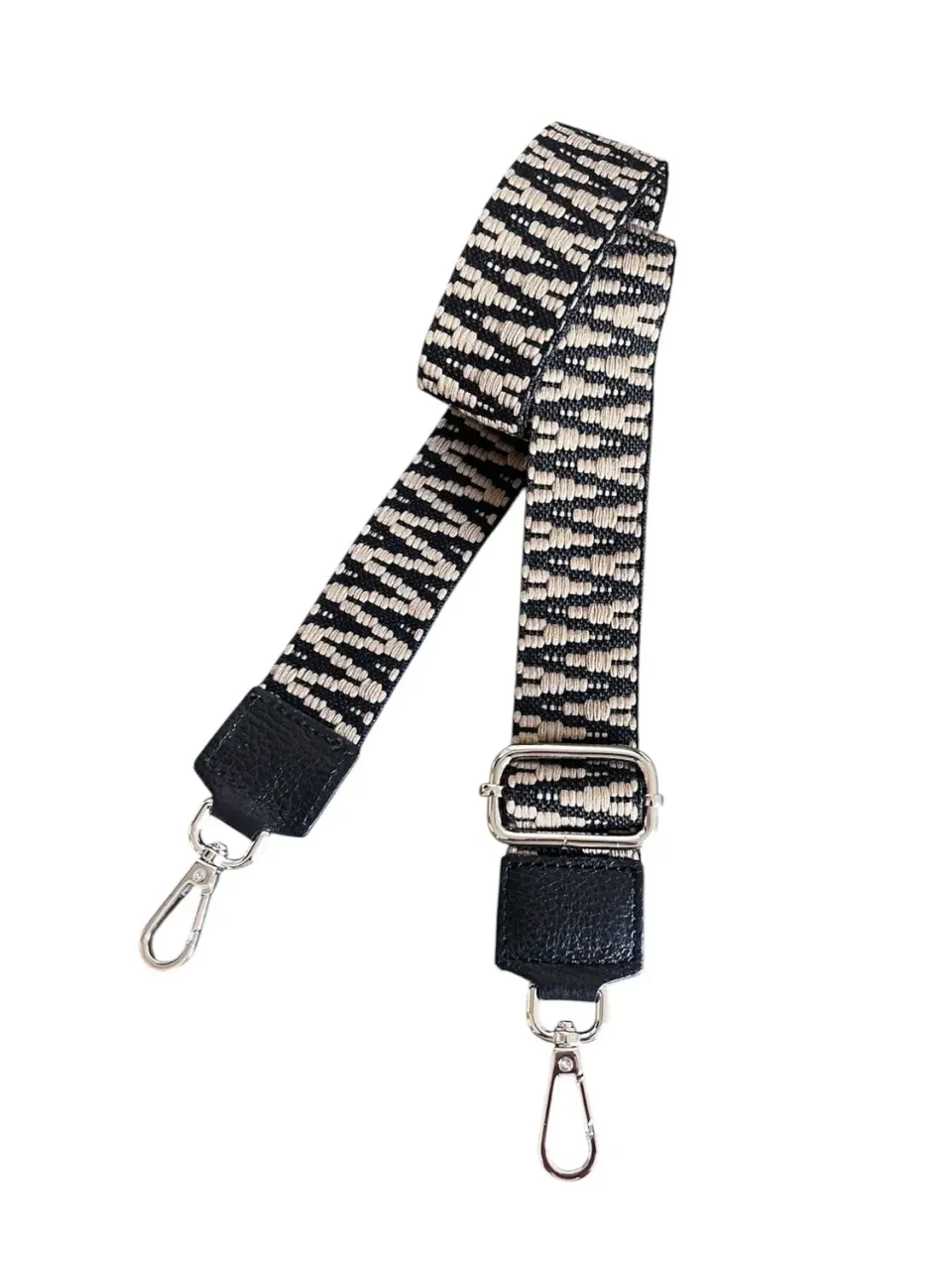 Hexagone Cuir Ikat anse bandoulière noir taupe