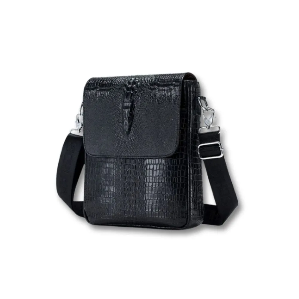 Maison Sacoches Argo Sacoche Homme Noir Cuir Croco