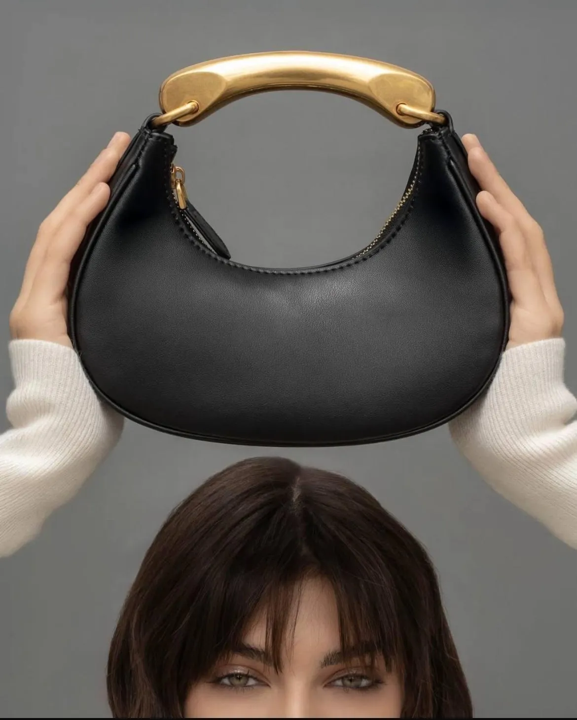 Hexagone Cuir Dino sac à main cuir noir 21 cm
