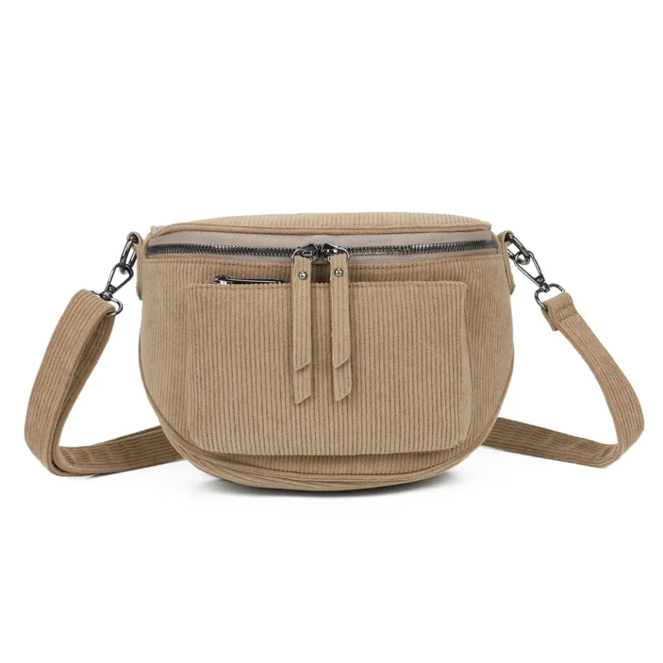Gallantry Le Sacha sac banane taupe velours côtelé