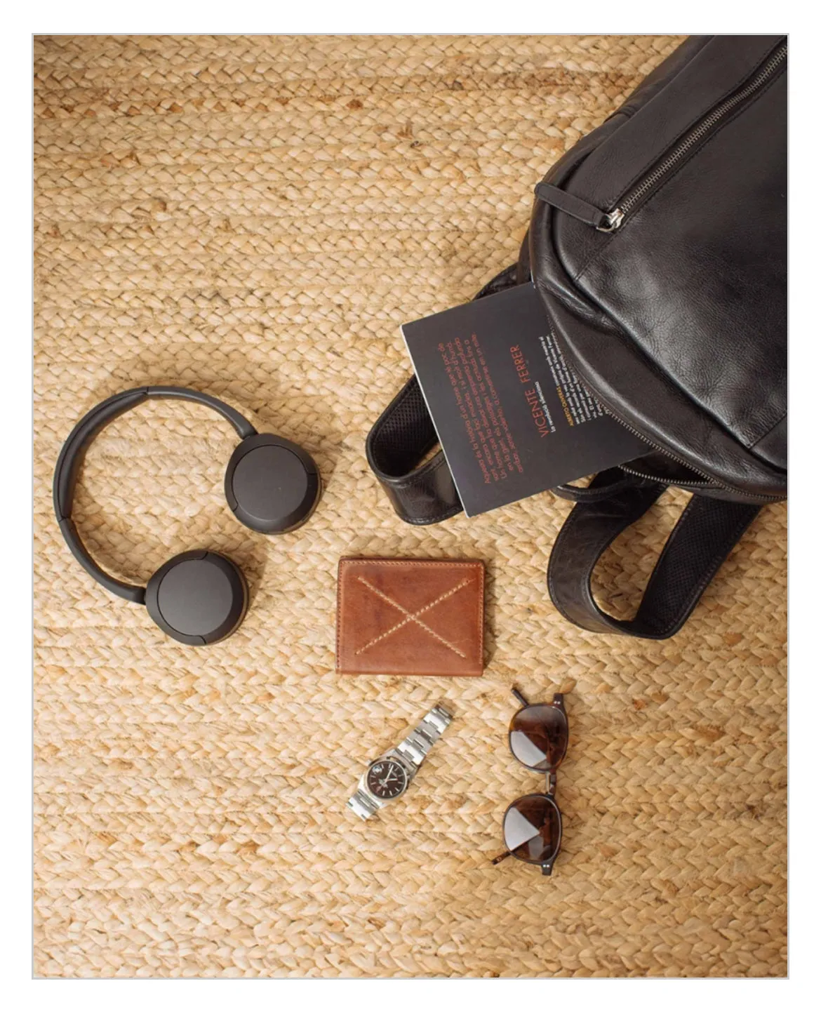 Hexagone Cuir Sad Boy sac à dos cuir noir