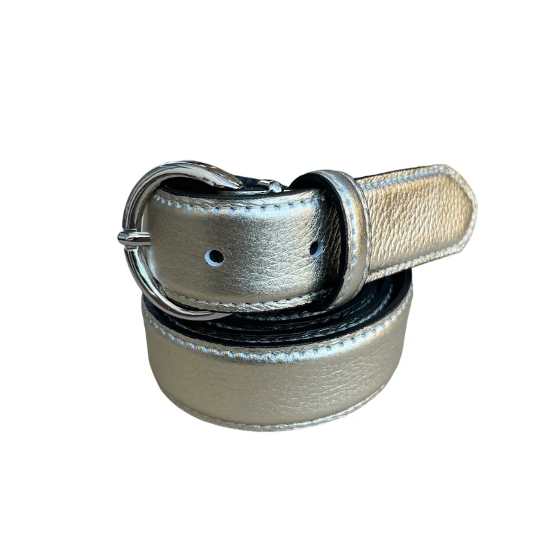 Hexagone Cuir Grainée ceinture cuir Noir 90 cm