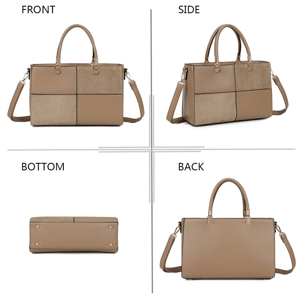 Gallantry Le Quadrille sac à main taupe géométrique