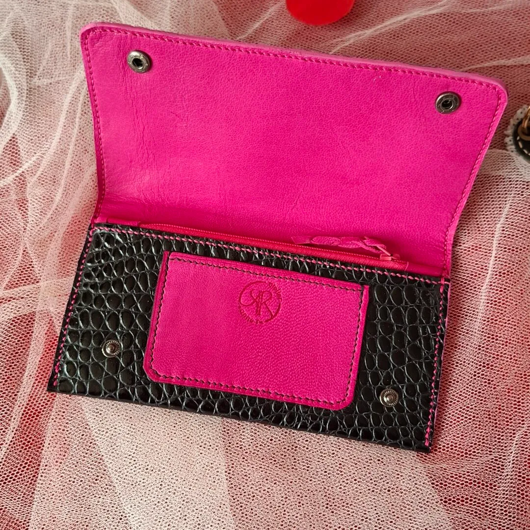 Atelier Anne R Compagnon portefeuille cuir noir vernis