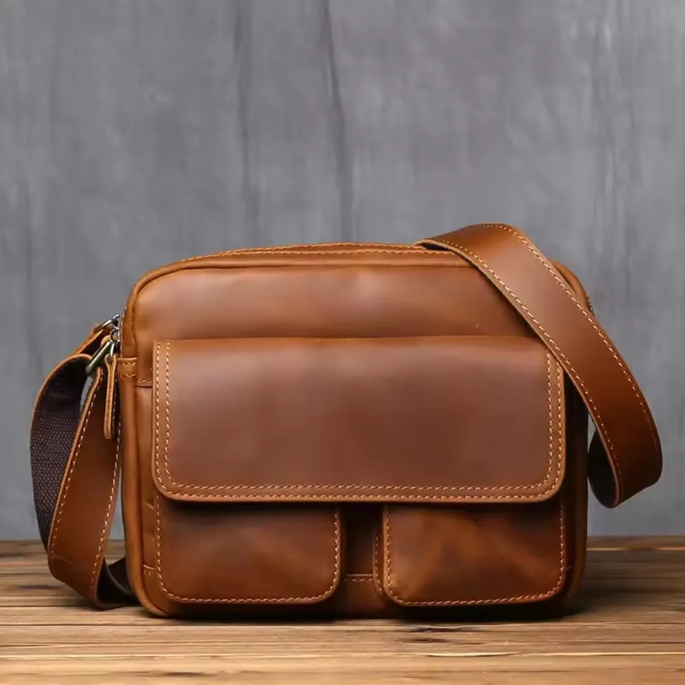 Mon Sacoche Messenger sacoche cuir homme marron foncé vintage