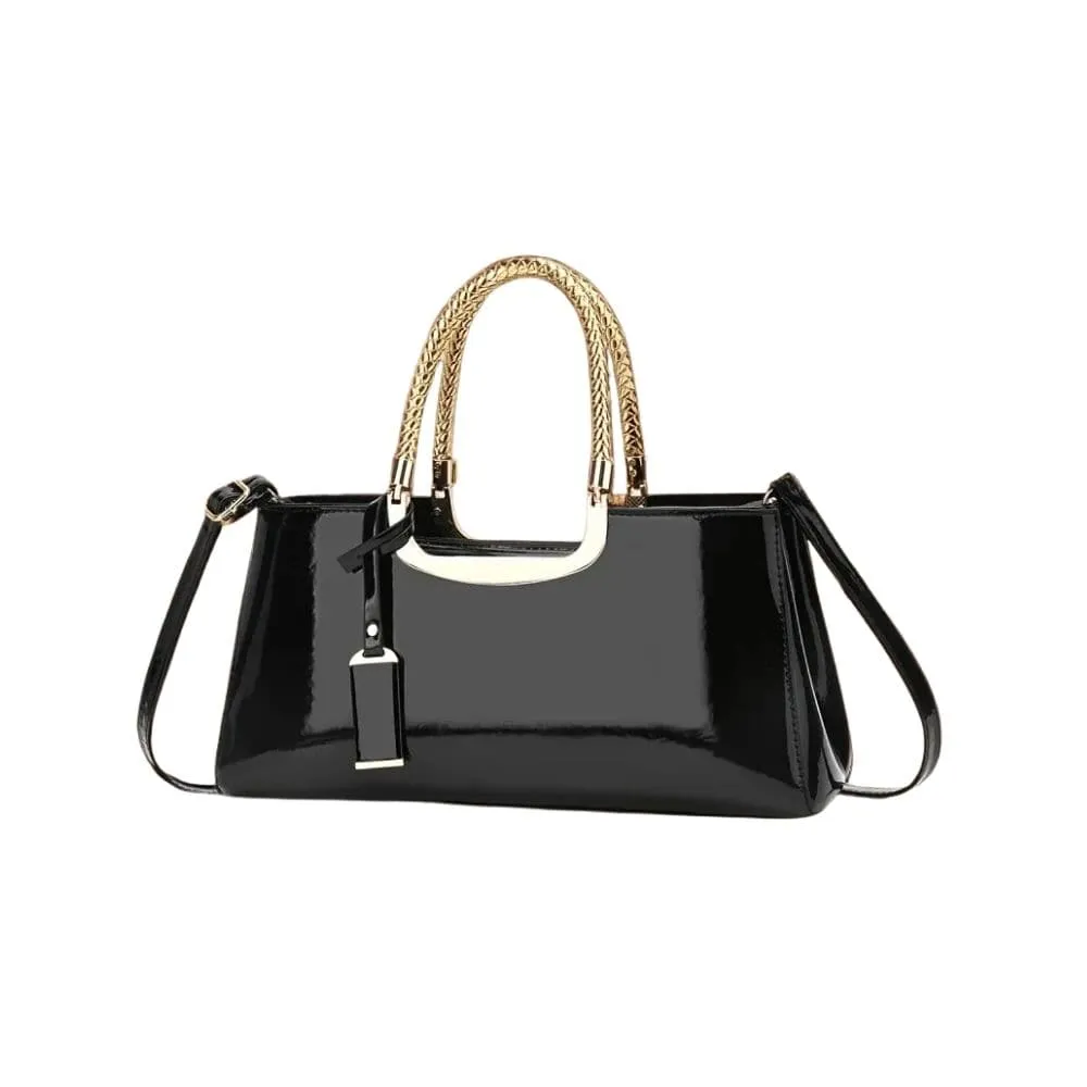 Maison Sacoches Ysée sac à main cuir brillant Noir chic