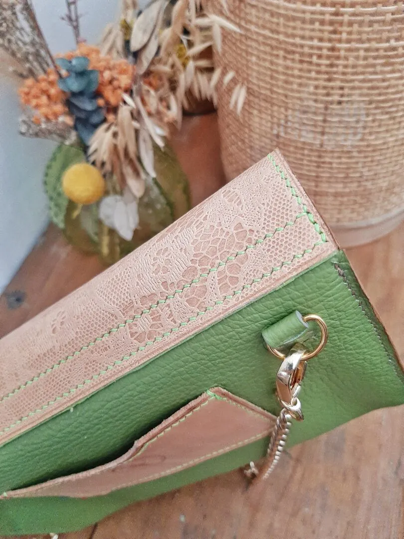 Atelier Anne R Cartouchière sac bandoulière cuir nacré