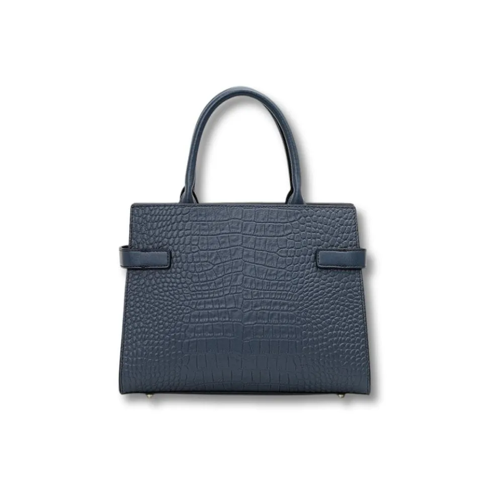 Maison Sacoches Sélène sac à main bleu cuir crocodile