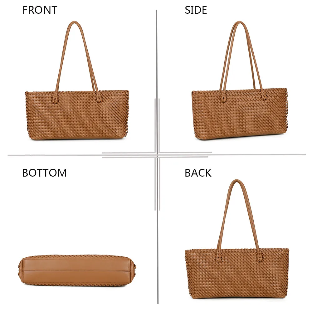 Gallantry Bréva sac cabas tressé noir zippé