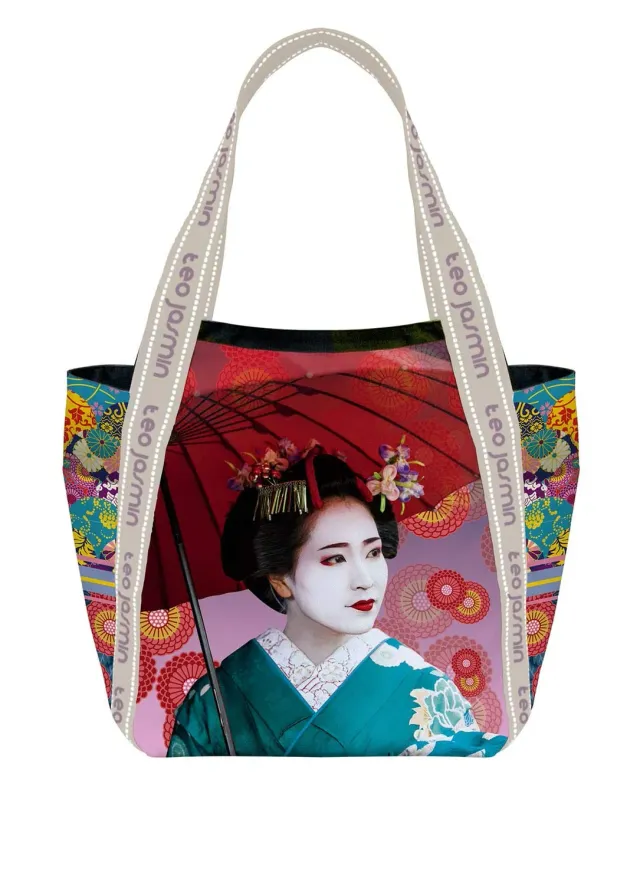 Téo Jasmin Maiko grand cabas motifs Asie zippé