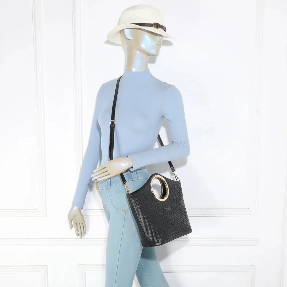 Gallantry Paris Portofino sac à main noir tressé