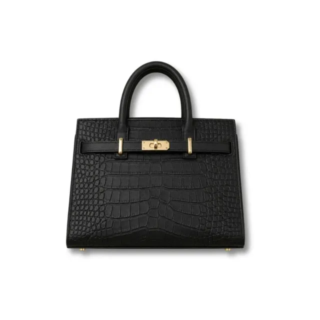 Maison Sacoches Sienna sac à main cuir bleu effet croco