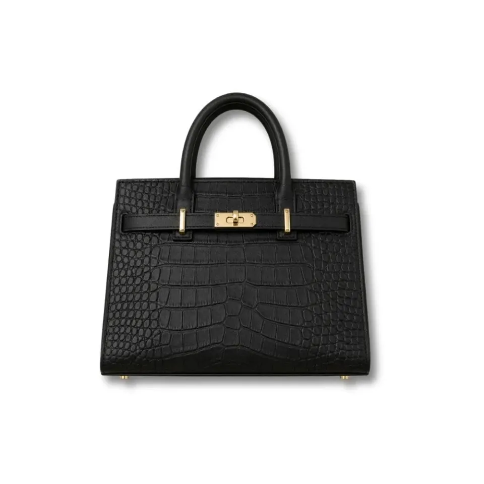 Maison Sacoches Sienna sac à main cuir bleu effet croco