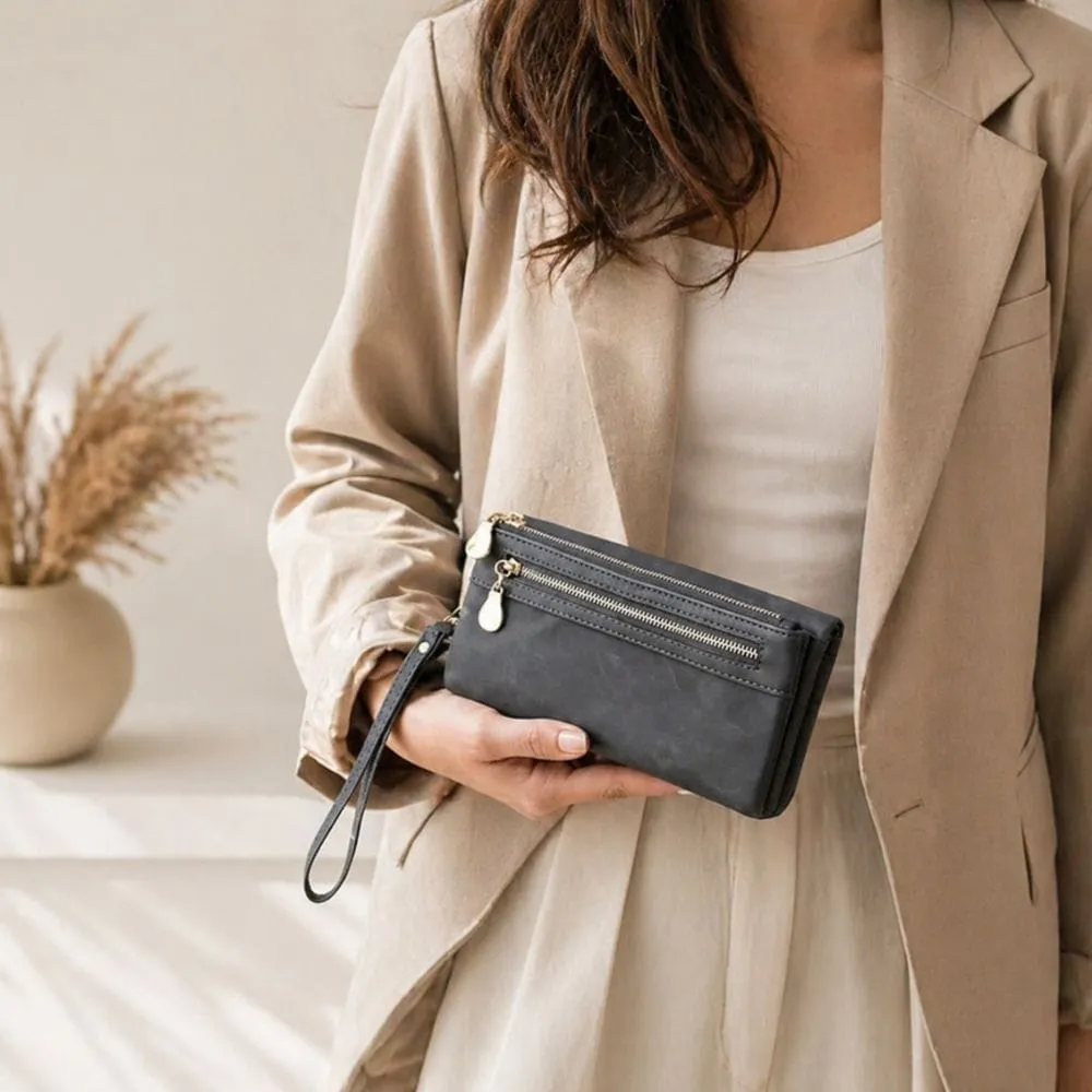 Maison Sacoches Zaria grand portefeuille femme noir zippé