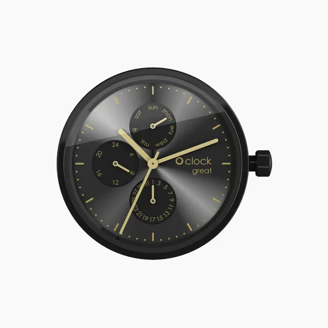O clock Great Date mécanisme montre noir soleil