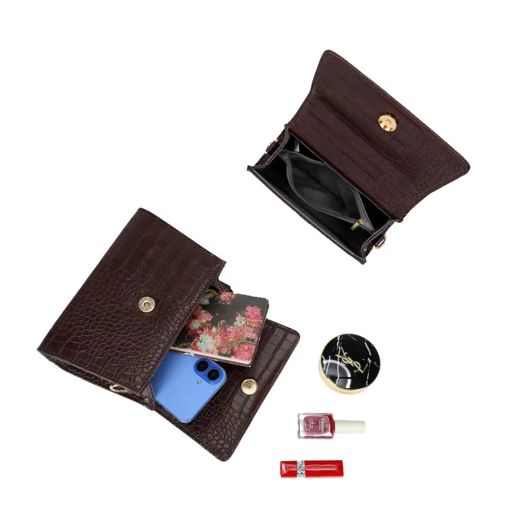 Gallantry Paris Brunello petit sac effet croco coffee