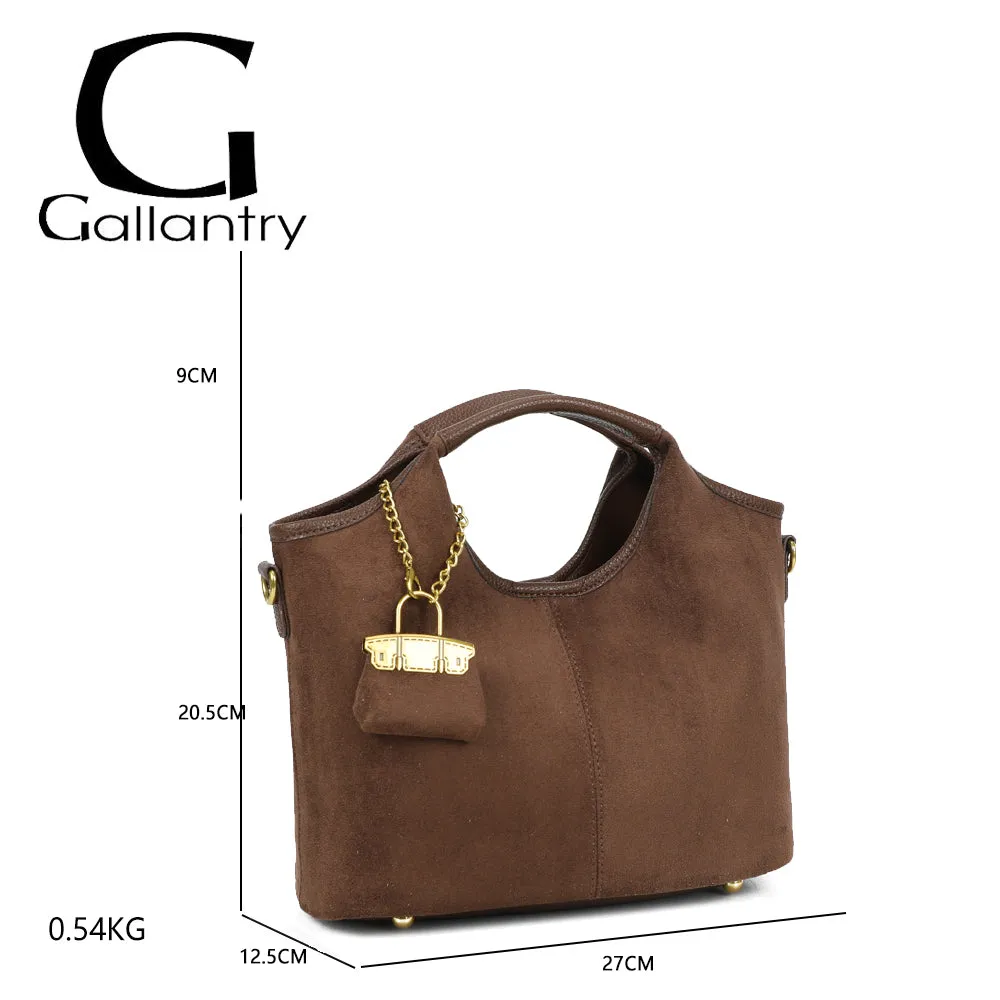 Gallantry Celestia Suédine sac main coffee effet suédé