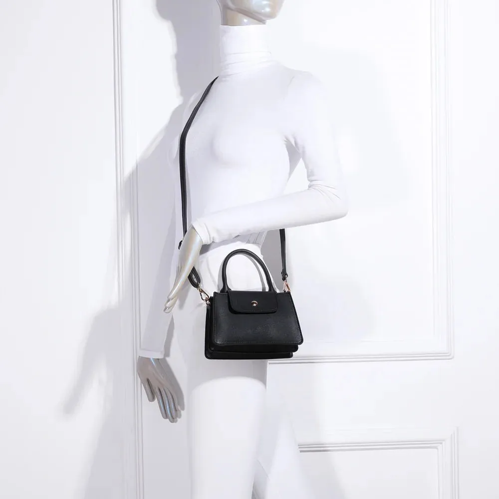 Gallantry Paris La Céleste sac à main noir rabat doré