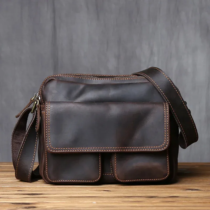 Mon Sacoche Messenger sacoche cuir homme marron foncé vintage