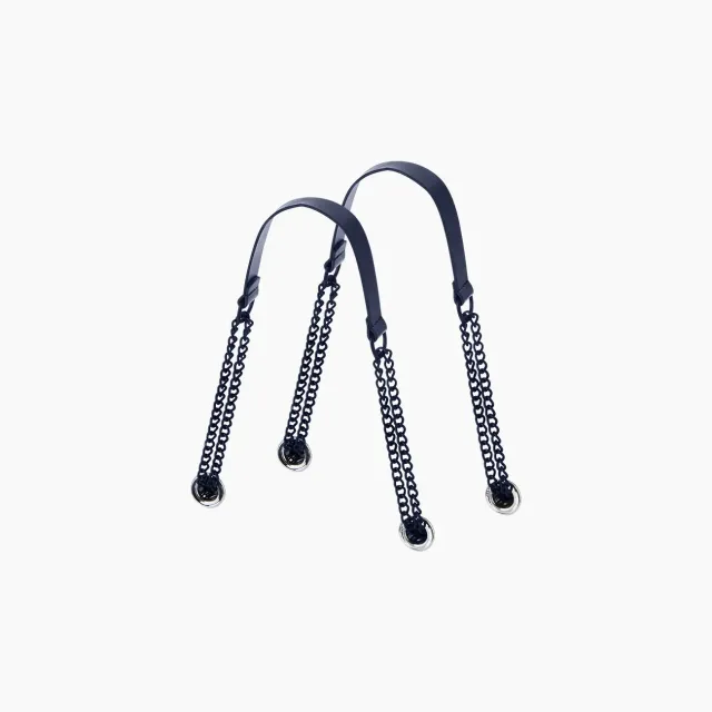 O bag anse double chaîne courte bleu navy
