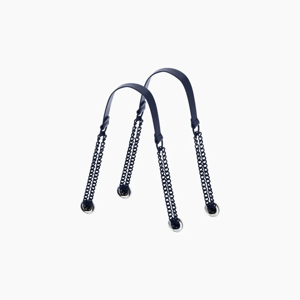 O bag anse double chaîne courte bleu navy