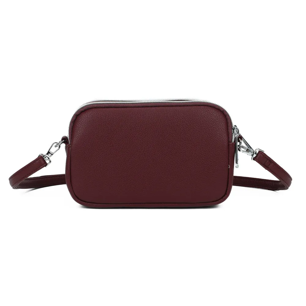 Gallantry Paris La Nox sac bandoulière bordeaux 3 zips