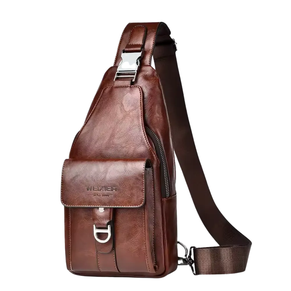 Mon Sacoche Sac de Poitrine Cuir homme café